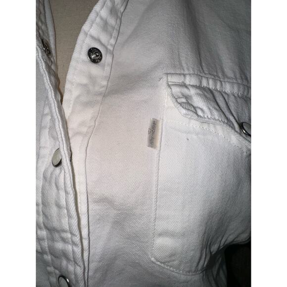 Levi’s Women’s White Denim Short Sleeves Button Up S Western Pocketed Collared - Picture 4 of 4